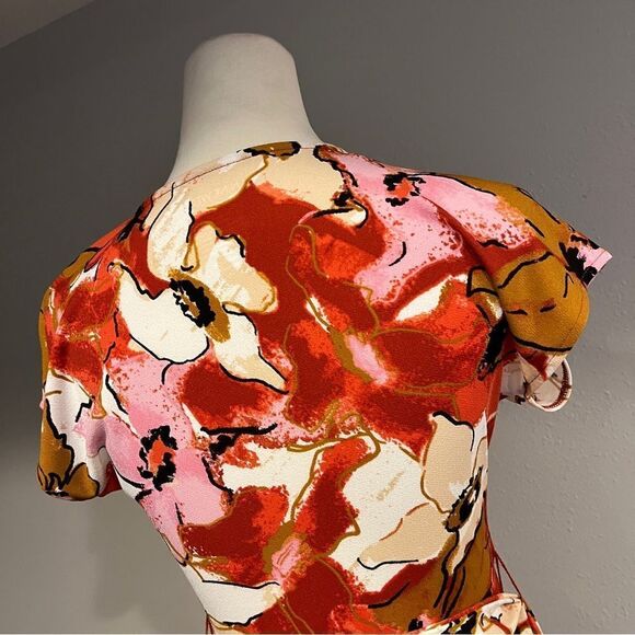 Nine West Floral fake Wrap short sleeve Dress size extra small - Picture 8 of 12